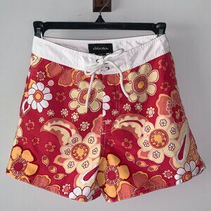 Xhilaration Vintage Target Red Pink Yellow Retro Tropical Floral Swim Shorts Y10